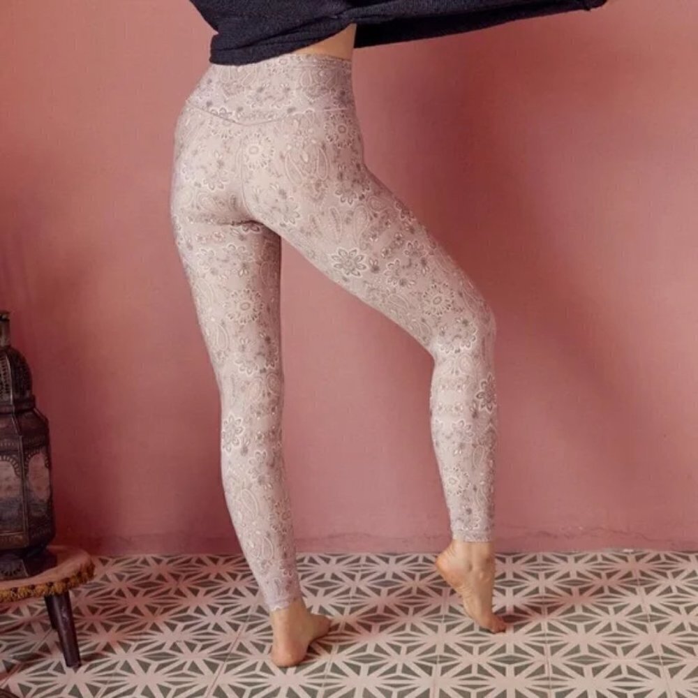 Aerie Purple/Taupe Paisley Leggings, Size XS